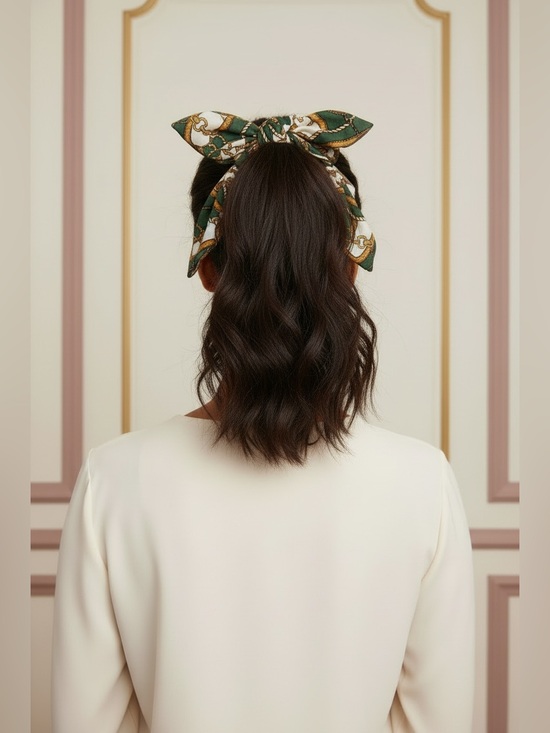 Blossom Accessories - Blossom Chain Print Bow Scrunchie